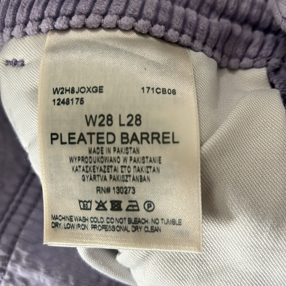 Wrangler lavender Corduroy Pleated Barrel Pant 28x28 - Picture 9 of 17